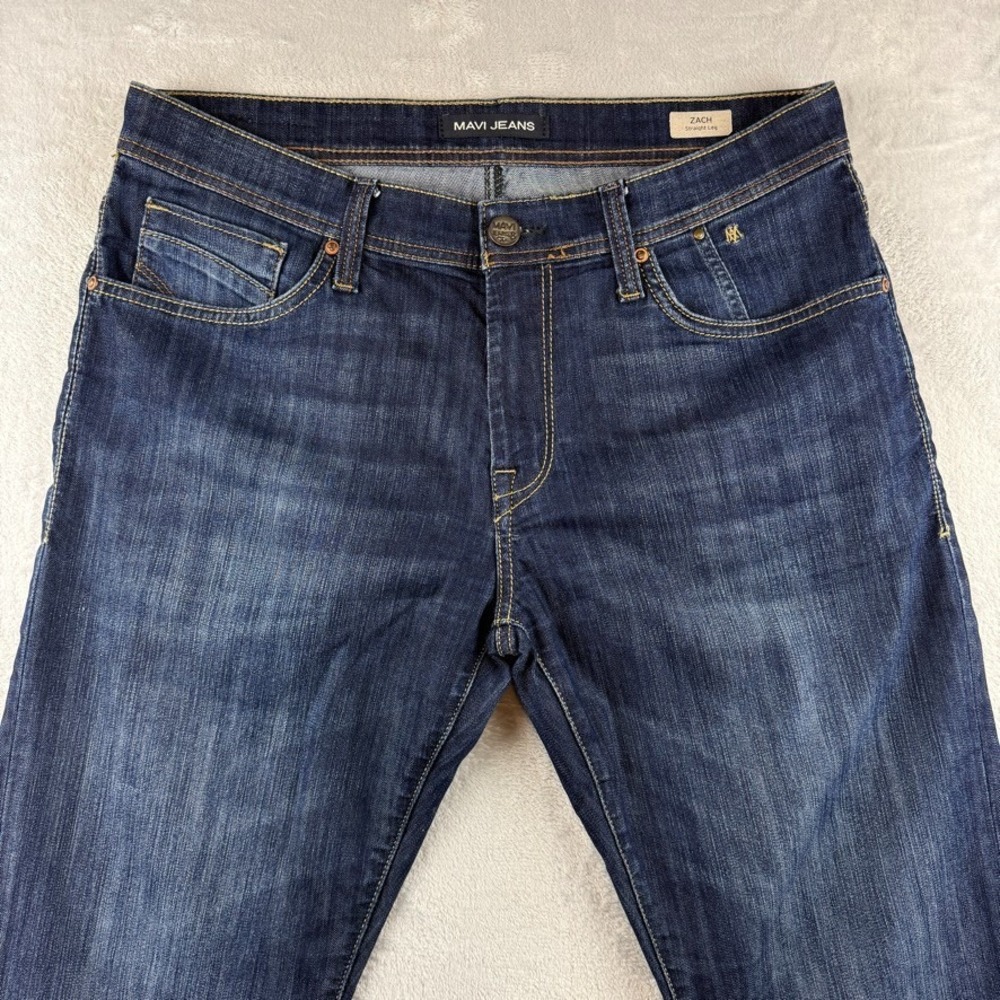 Mavi Jeans Mens 34x34 Blue Zach Straight Dark Wash Stretch Denim